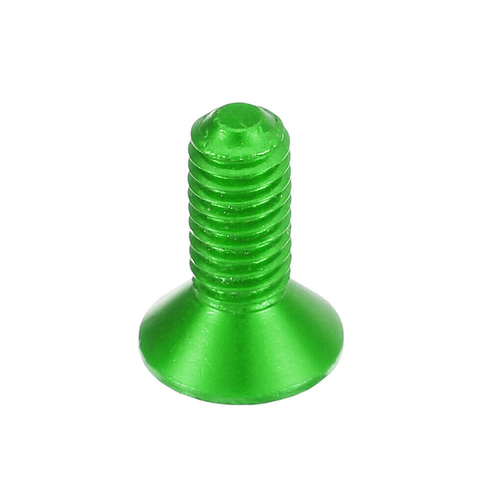 (Green) 10pcs M3x10mm Countersunk Hex Socket Screw 7075 Aluminum Alloy Flat Head Metric