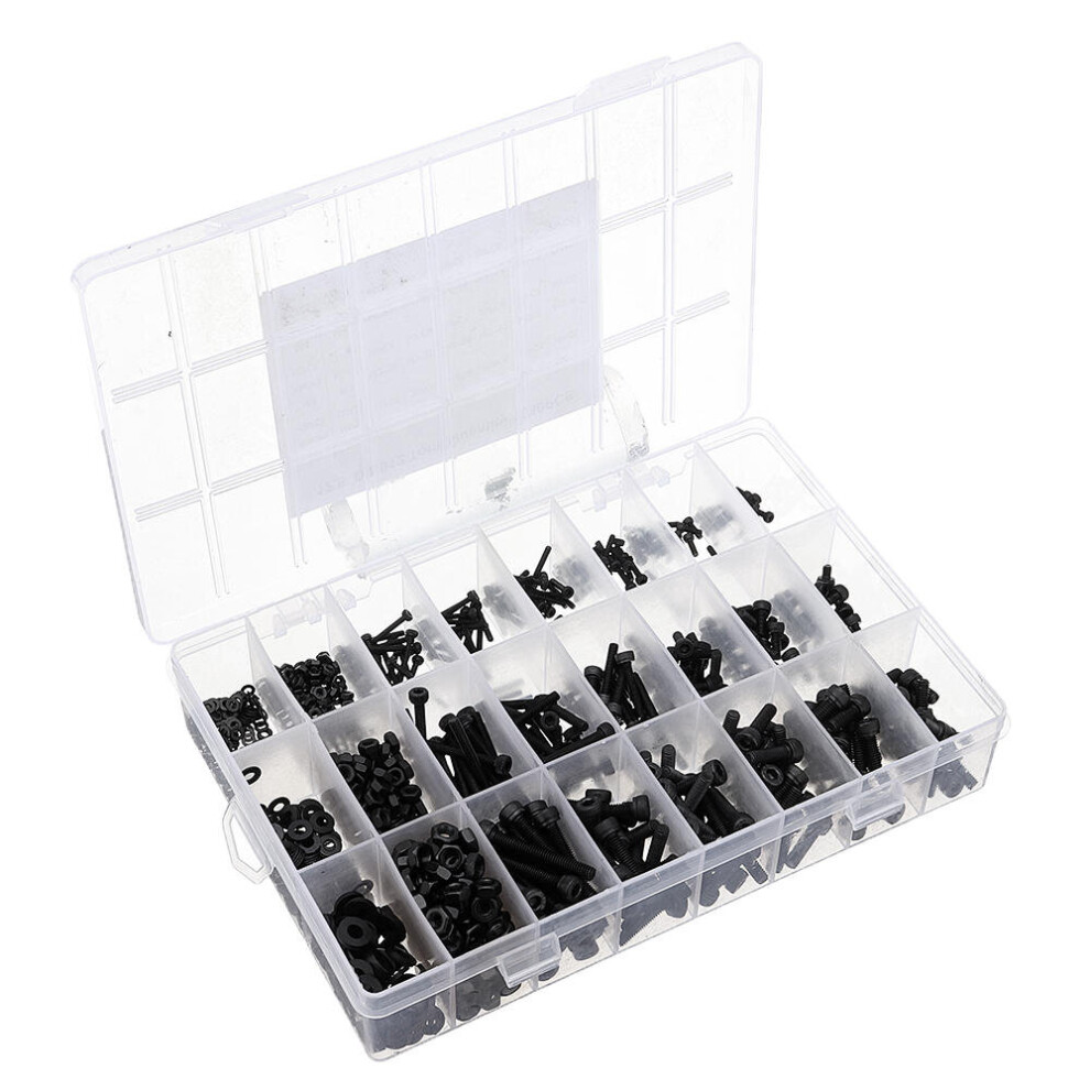 1080Pcs M2 M3 M4 Hex Socket Cap Head Screw Carbon Steel 12.9 Grade Bolt Nut Assortment Kit 4-30Mm 3654659463432