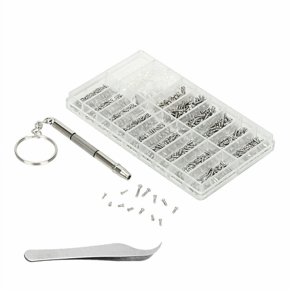 Greenzech 1000Pcs Glasses Sunglasses Spectacles Watch Tiny Screws Nut Assortment Repair Tool Kit Stainless Steel Small Screws Assortment Set