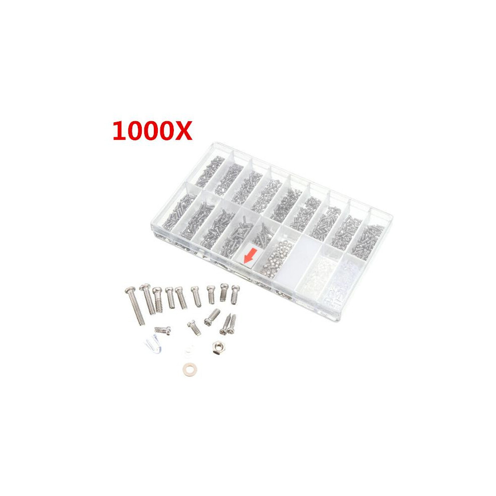 1000Pcs Glasses Sunglass Spectacles Screws Nut Repair Kit With A Plastic Case 3654659463173