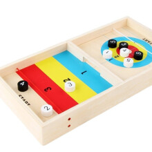 2 IN 1 Wooden Shuffleboard Tabletop Board Game Two-Silde Play Toys for Kids Gift