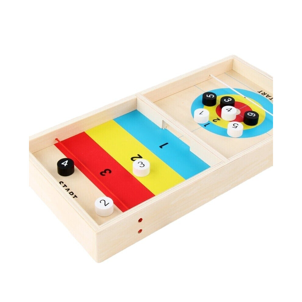 2 IN 1 Wooden Shuffleboard Tabletop Board Game Two-Silde Play Toys for Kids Gift