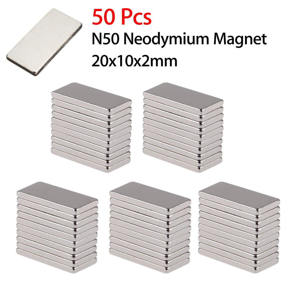 50pcs N50 20x10x2mm Block Neodymium Magnet Oblong Super Strong Rare Earth Magnets