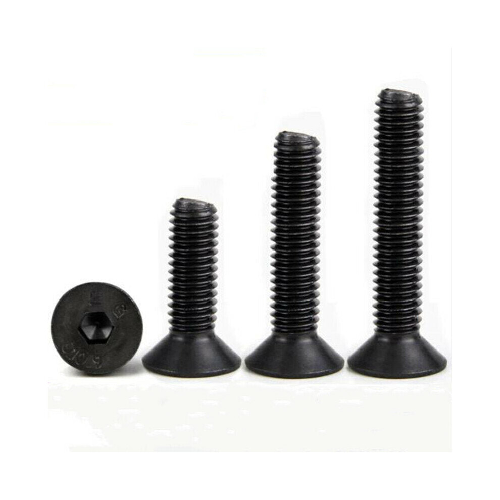 (6mm) 50Pcs M5 Hex Socket Countersunk Flat Head Screw Carbon Steel 10.9 Grade 6/8/10/12/14/16/18/20/25/30/35/40mm Optional