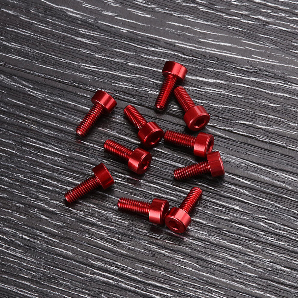 (Red) 10Pcs M38mm Hex Socket Screw M3 Cap Head Bolt 7075 Aluminum Alloy Multicolor 3654659465566