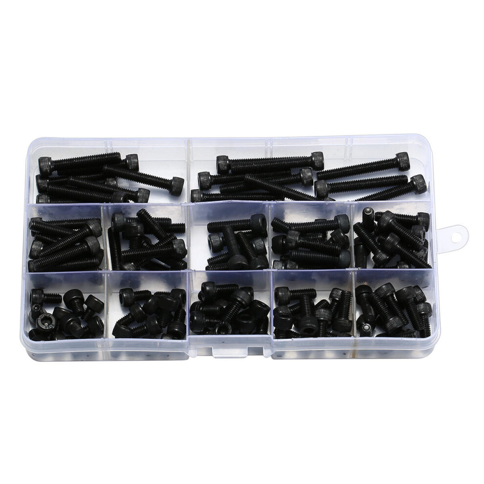 140Pcs M5 12.9 Grade Carbon Steel Hex Socket Cap Head Screw Bolt 6-35mm Set