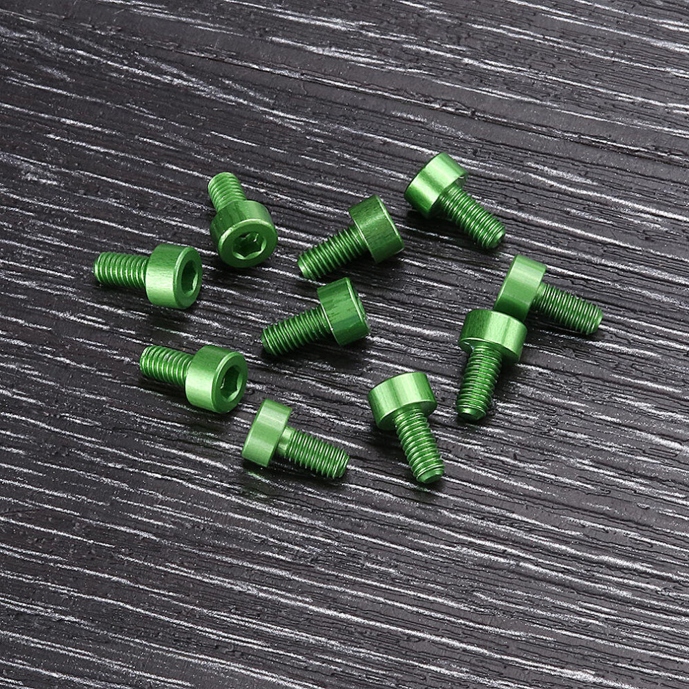 (Green) 10Pcs M36mm Hex Socket Screw M3 Cap Head Bolt 7075 Aluminum Alloy Multicolor