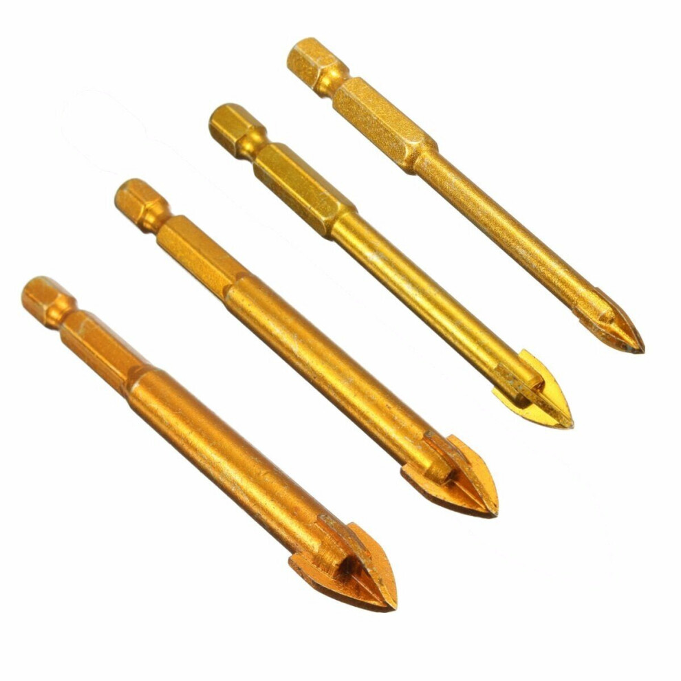 (10Mm) Hex Shank Tungsten Carbide Tile Glass Cross Spear Head Drill Bit 6/8/10/12Mm 6112211932255