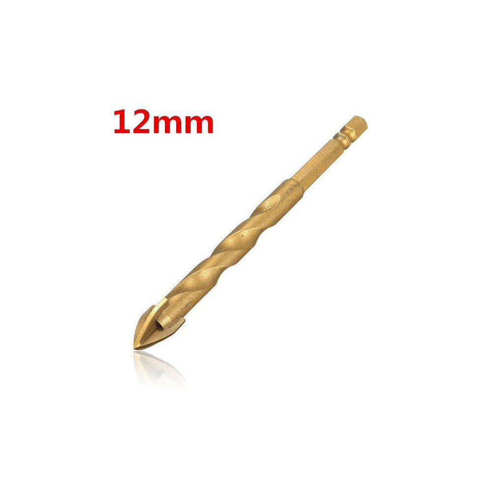 (12mm) Tungsten Carbide Hex Shank Tile Glass Cross Spear Head Drill Bit 6/8/10/12mm