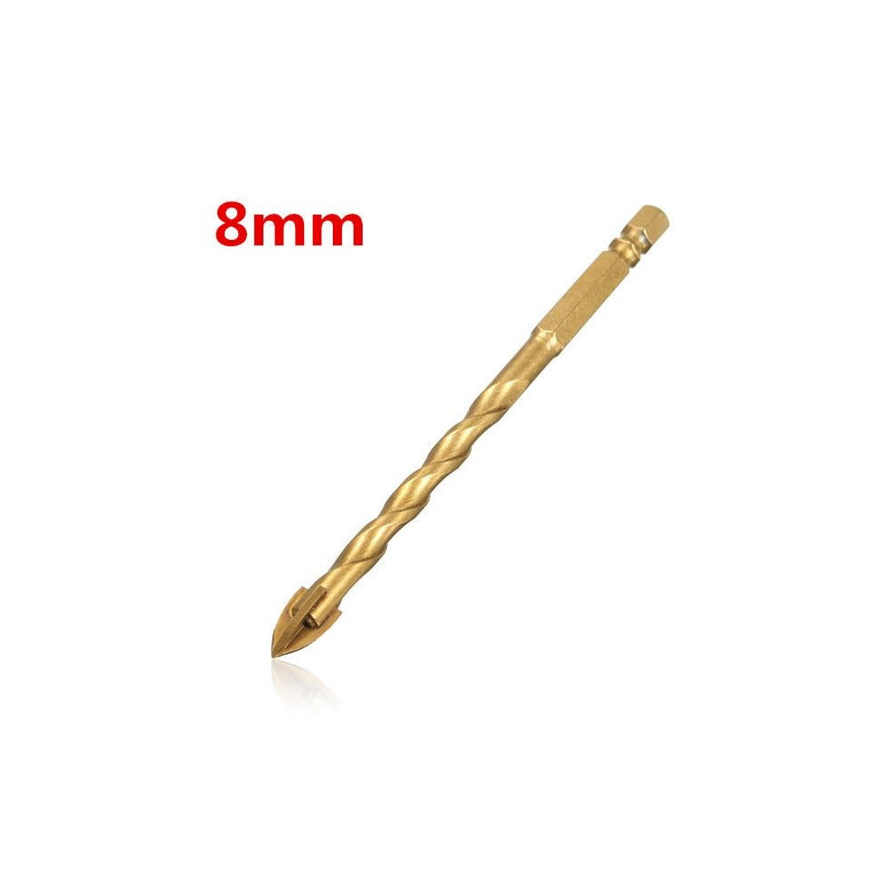 (8mm) Tungsten Carbide Hex Shank Tile Glass Cross Spear Head Drill Bit 6/8/10/12mm