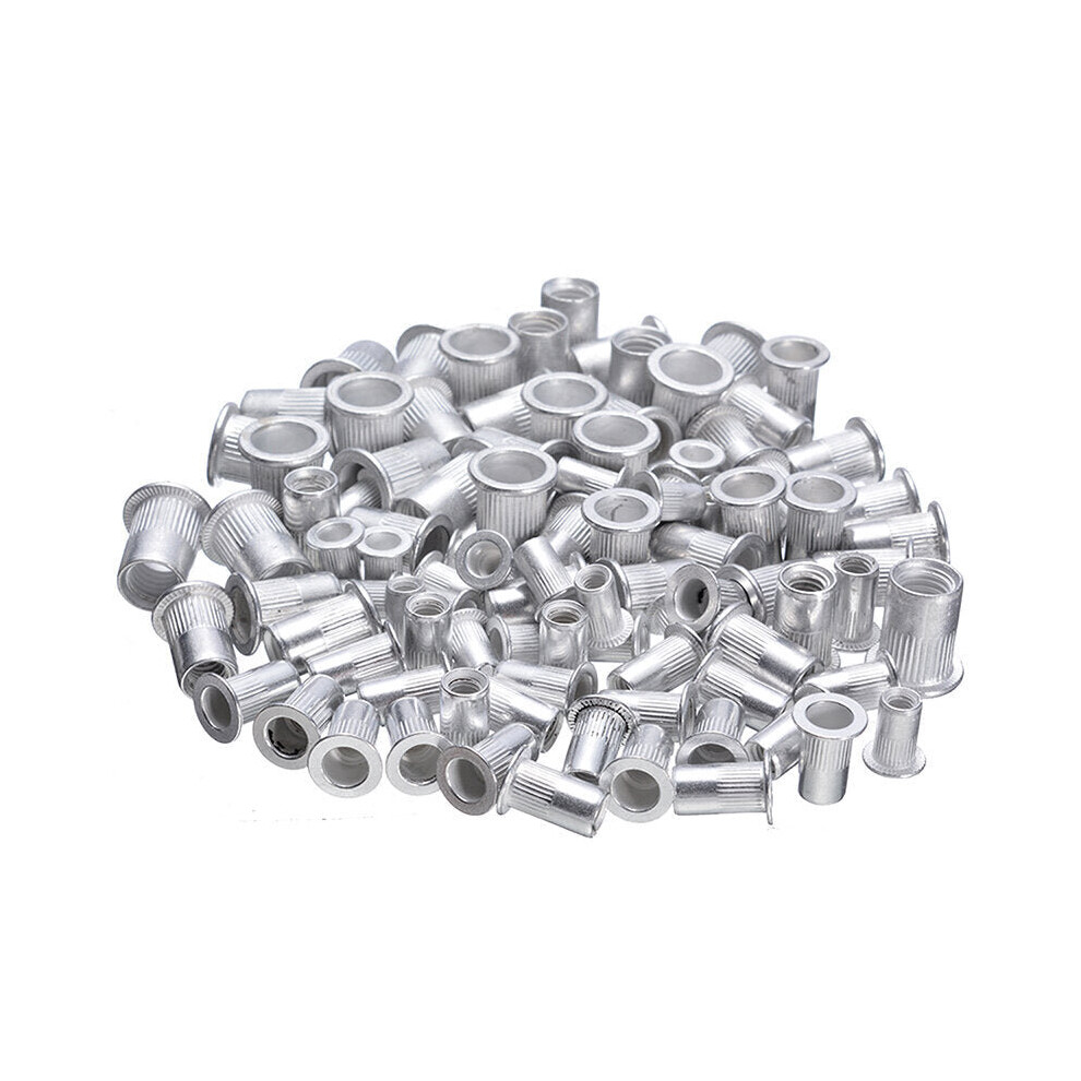 100pcs Steel Aluminum Rivet Nuts Kit Threaded Rivet Nut Inserts Rivnut Nutsert M4 M5 M6 M8 Mixed Kit Set Repairing Tools