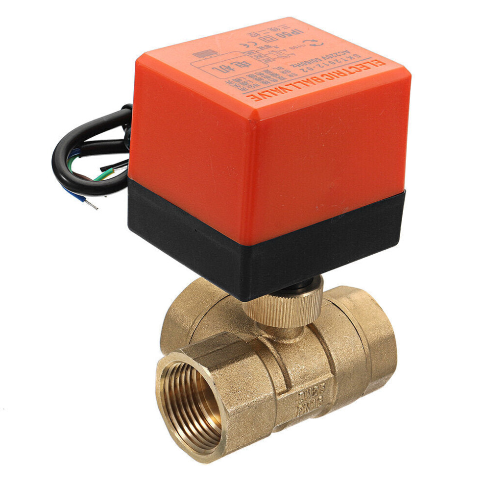 (1-1/4inch) 1/2" 3/4" 1" Motorized Electric Brass 3 Way Ball Valves Female 3 Wire AC 220V Full Port T Type Valve