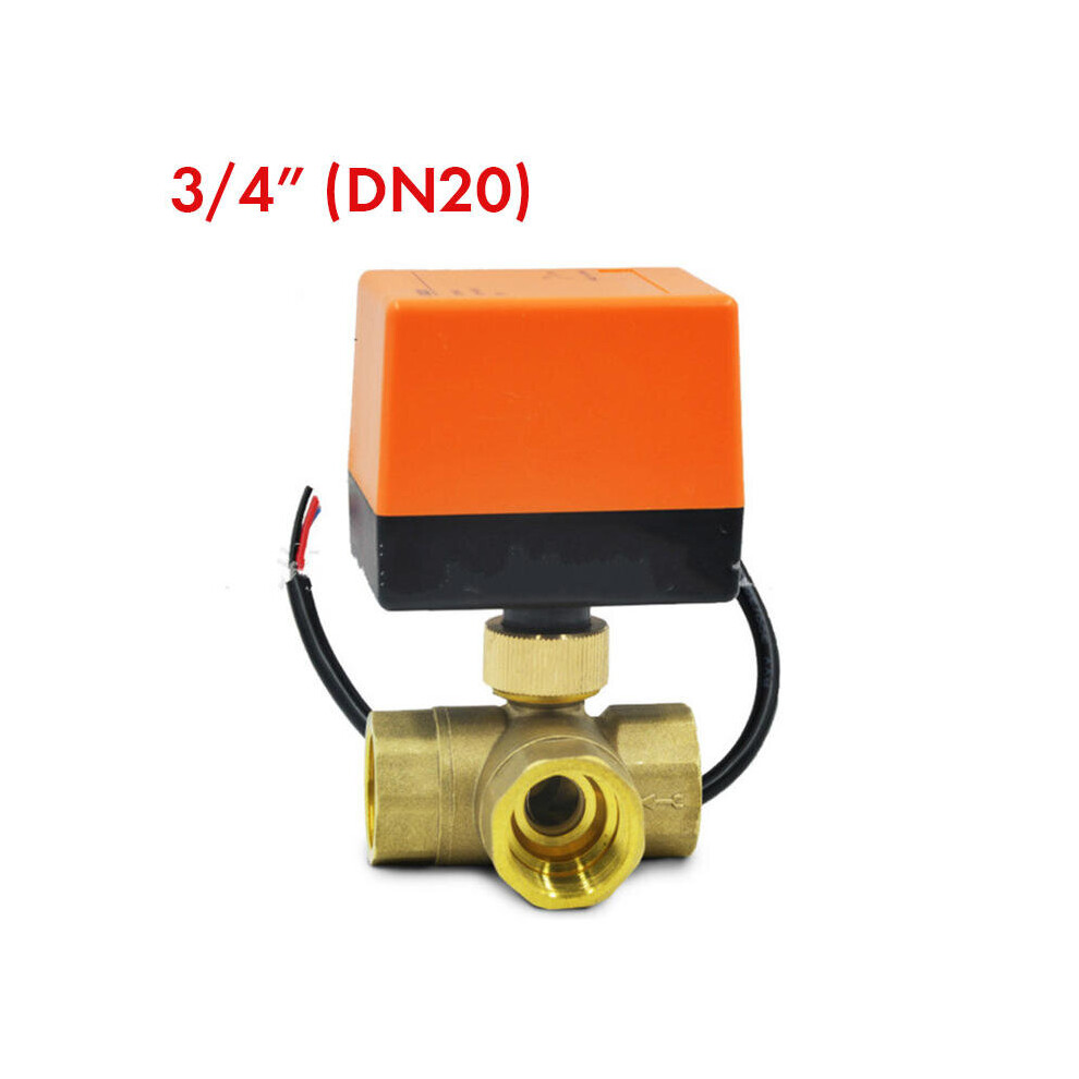 (1/2 Inch) 1/2" 3/4" 1" Motorized Electric Brass 3 Way Ball Valves Female 3 Wire AC 220V Full Port T Type Valve