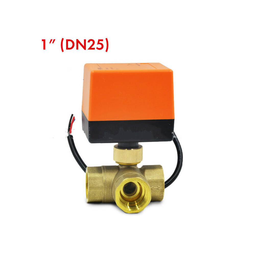 (3/4 inch) 1/2" 3/4" 1" Motorized Electric Brass 3 Way Ball Valves Female 3 Wire AC 220V Full Port T Type Valve