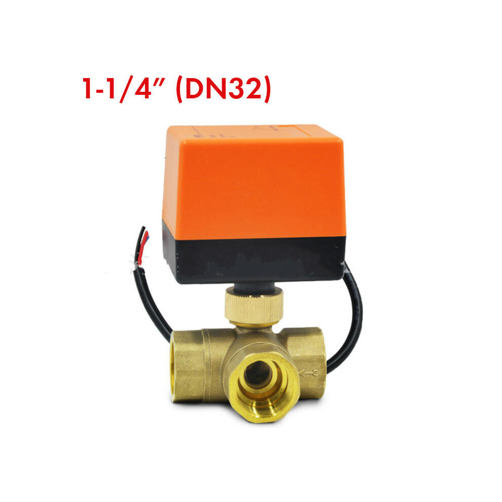 (1 Inch) 1/2" 3/4" 1" Motorized Electric Brass 3 Way Ball Valves Female 3 Wire AC 220V Full Port T Type Valve