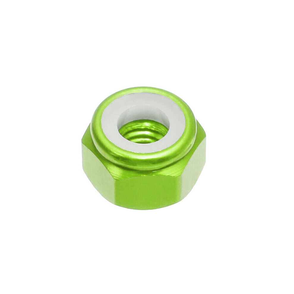 (Green) 10Pcs M2 Self-locking Nylon Nut Aluminum Alloy Multi-color