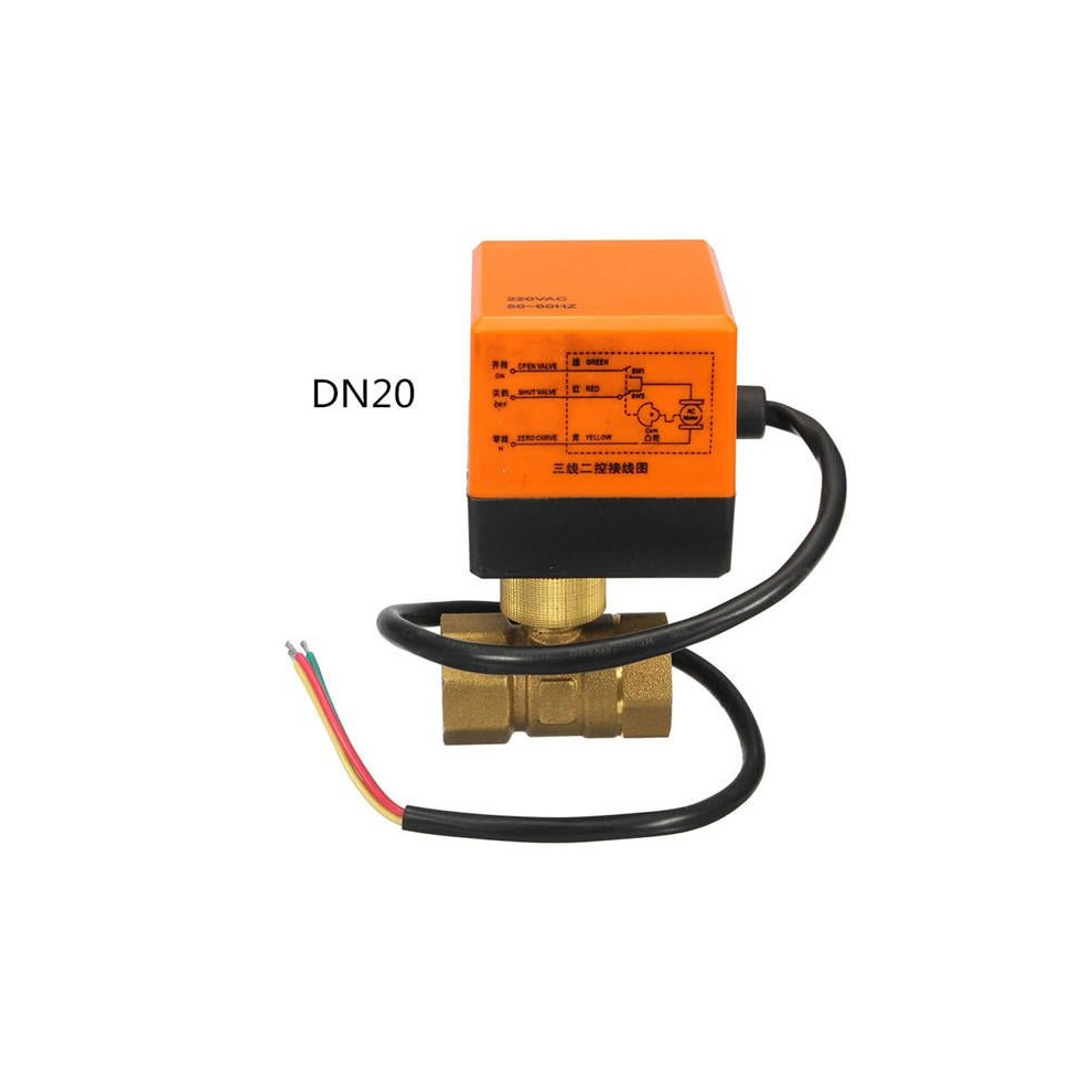 (20) DN15/DN20 220V 4W Electrical Motorized Ball Valve 2 Way 3 Wire Brass Valves