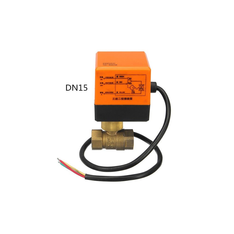 (15) Dn15/Dn20 220V 4W Electrical Motorized Ball Valve 2 Way 3 Wire Brass Valves 6112211934969