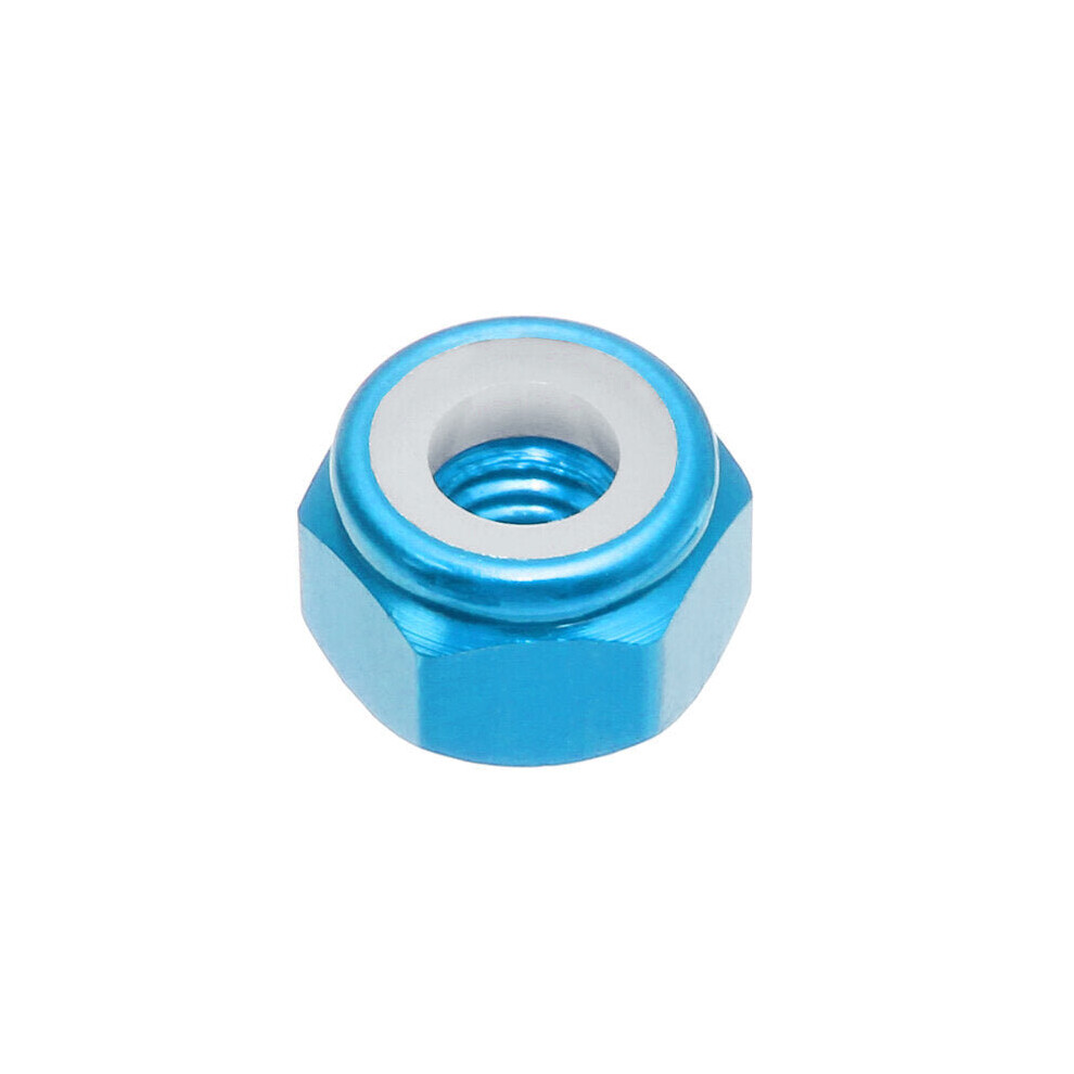 (Light Blue) 10Pcs M2 Self-locking Nylon Nut Aluminum Alloy Multi-color