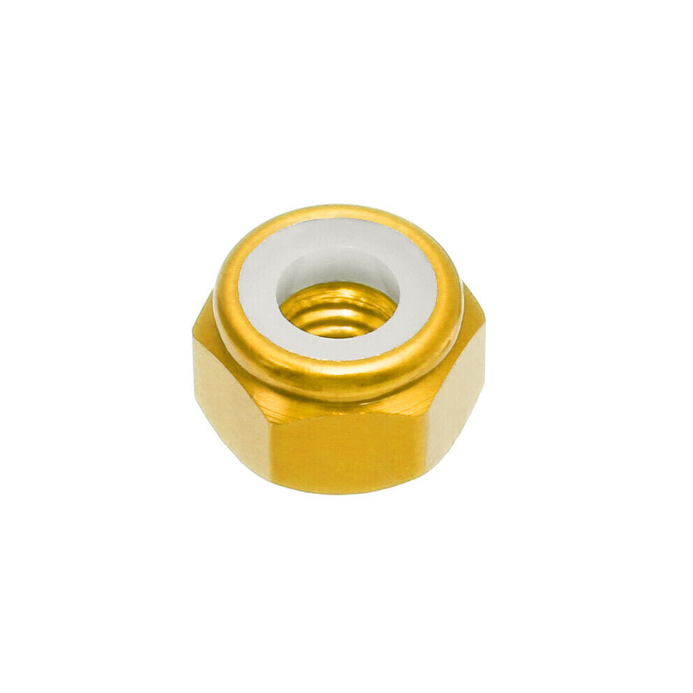 (Gold) 10Pcs M2 Self-locking Nylon Nut Aluminum Alloy Multi-color