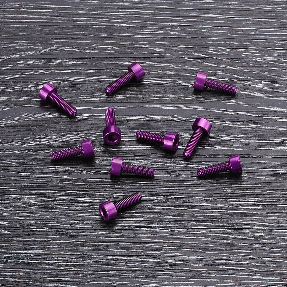 (Purple) 10Pcs M310mm Hex Socket Screw M3 Cap Head Bolt 7075 Aluminum Alloy Multicolor 3654659457134