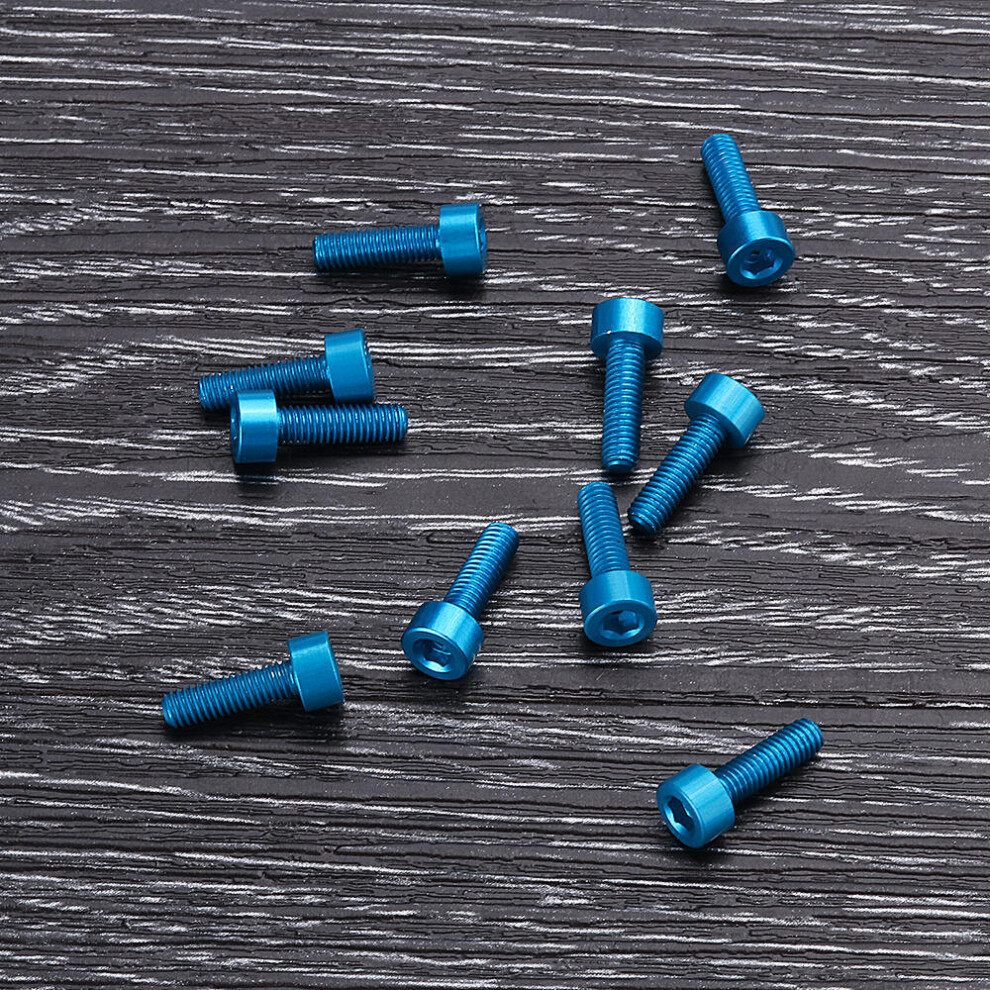 (Light Blue) 10Pcs M310mm Hex Socket Screw M3 Cap Head Bolt 7075 Aluminum Alloy Multicolor 6112212022894