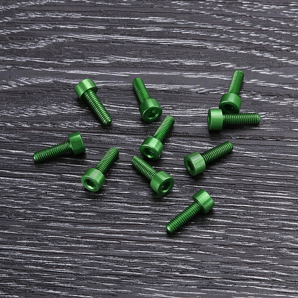(Green) 10Pcs M310mm Hex Socket Screw M3 Cap Head Bolt 7075 Aluminum Alloy Multicolor 6112212022924