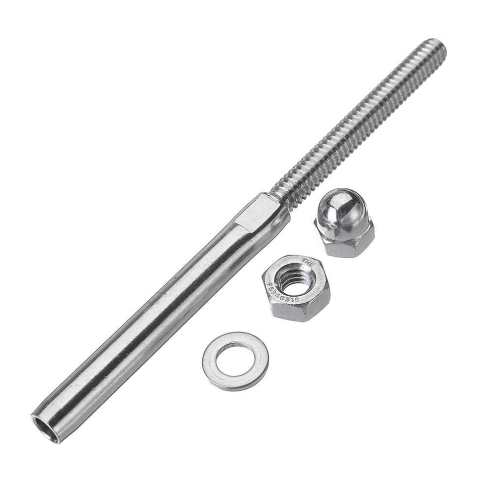 (1/8) 1/8" 3/16" Stainless Steel Wire Rope Swage Connector Terminal for Flower Pot Stairs