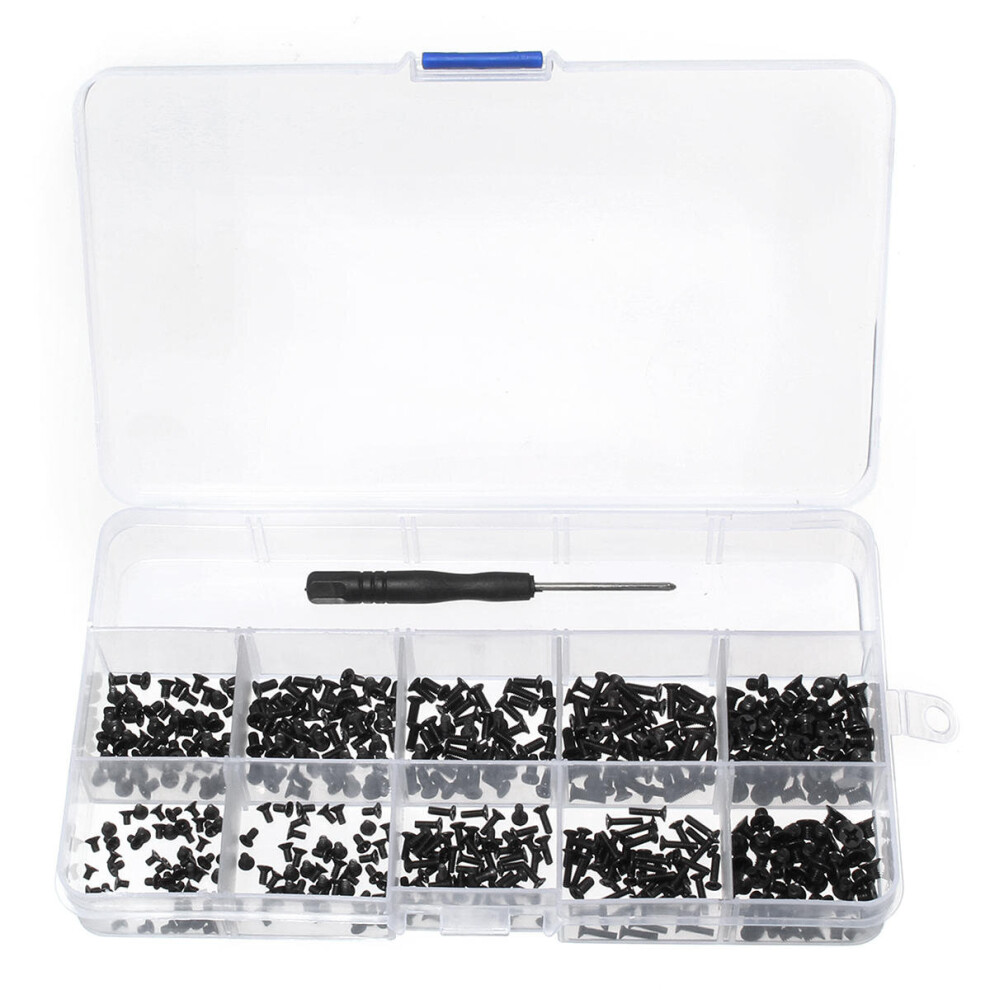 500Pcs Universal Laptop Notebook Computer Flat Head Screw Assortment Kit With Screwdriver 3654659461483