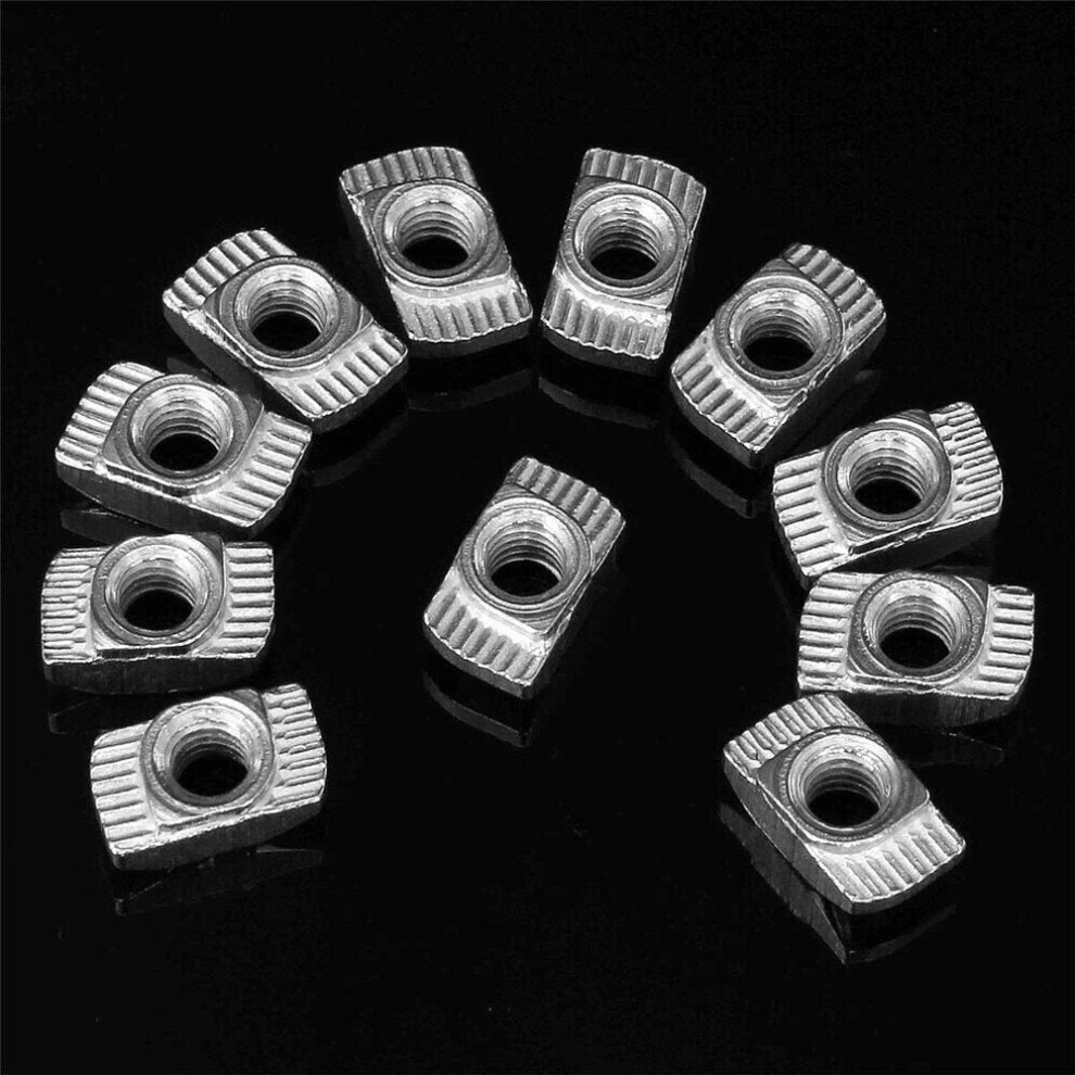 100Pcs Hammer Nut Nickel Plated Carbon Steel Aluminum Connector T Fastener Sliding Nut 3654659390875