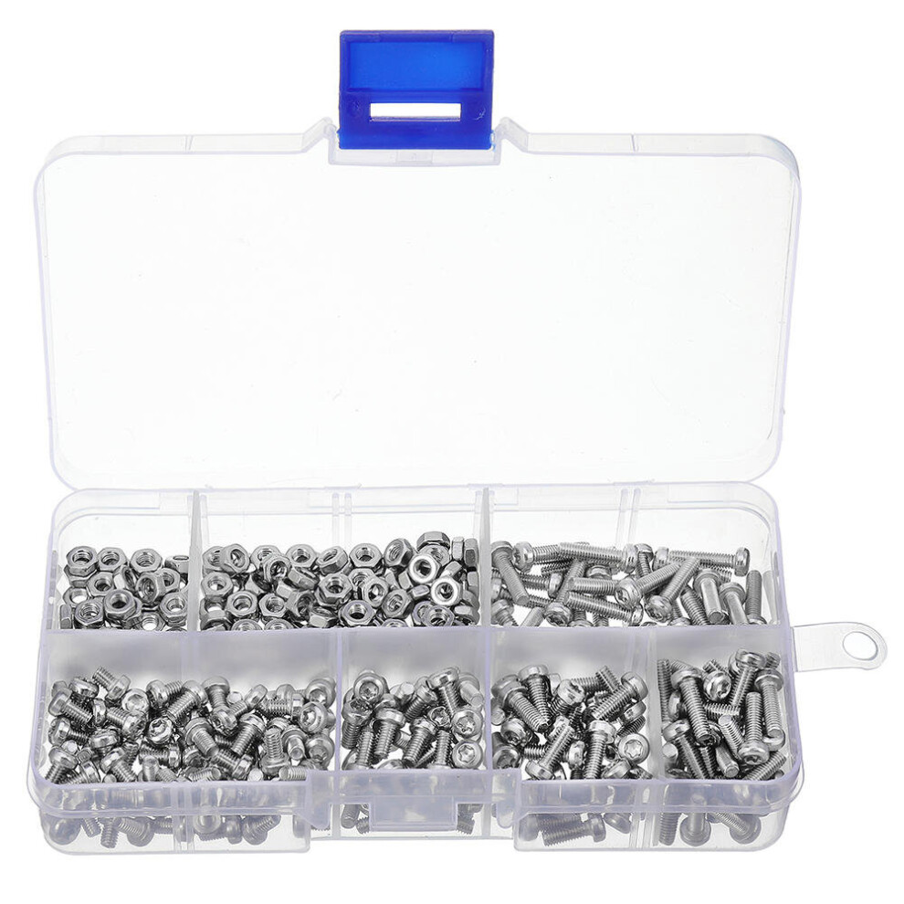 M3ST2 300Pcs M3 Torx Machine Screw 304 Stainless Steel Pan Head 4-12mm Bolt Nut Assortment