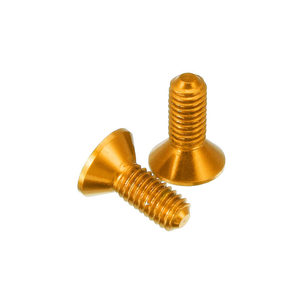 (Gold) 10pcs M3x8mm Countersunk Hex Socket Screw 7075 Aluminum Alloy Flat Head Metric