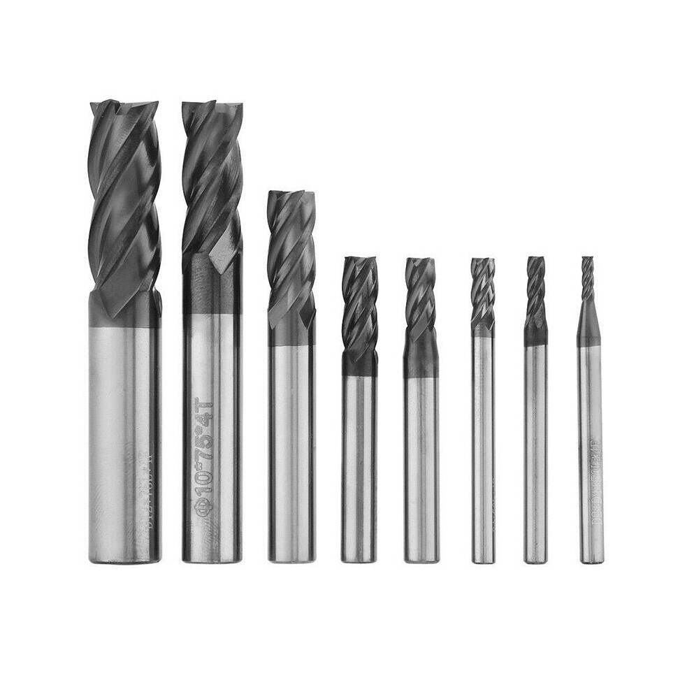 (12.0mm) HRC45 1-12mm 4 Flutes Carbide Tungsten Steel Milling Cutter Tool