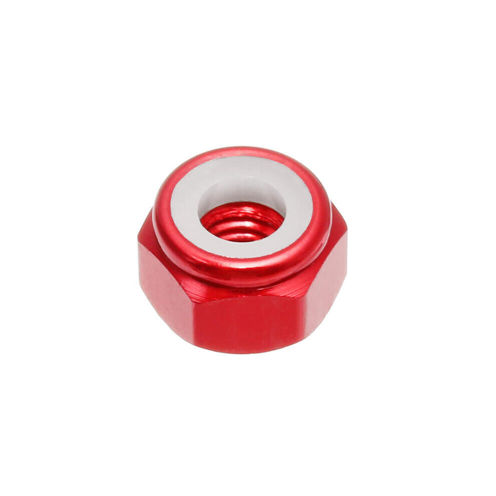 (Red) M4AN1 10Pcs M4 Self-locking Nylon Nut Aluminum Alloy Multi-color