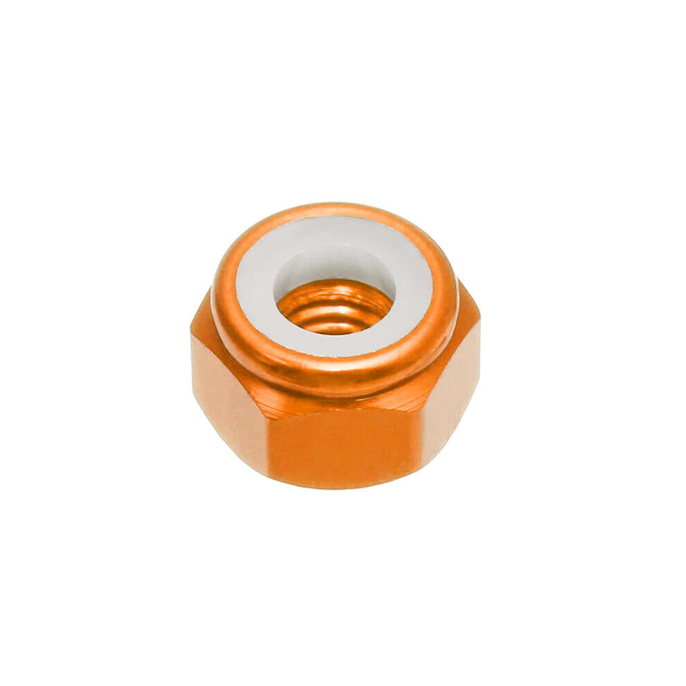 (Orange) M4AN1 10Pcs M4 Self-locking Nylon Nut Aluminum Alloy Multi-color