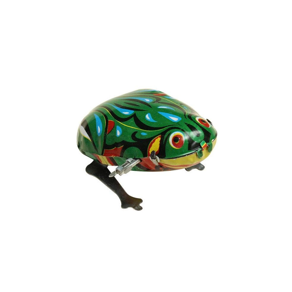 Funny Wind Up Jumping Frog Toy Clockwork Spring Tin Toy With Key