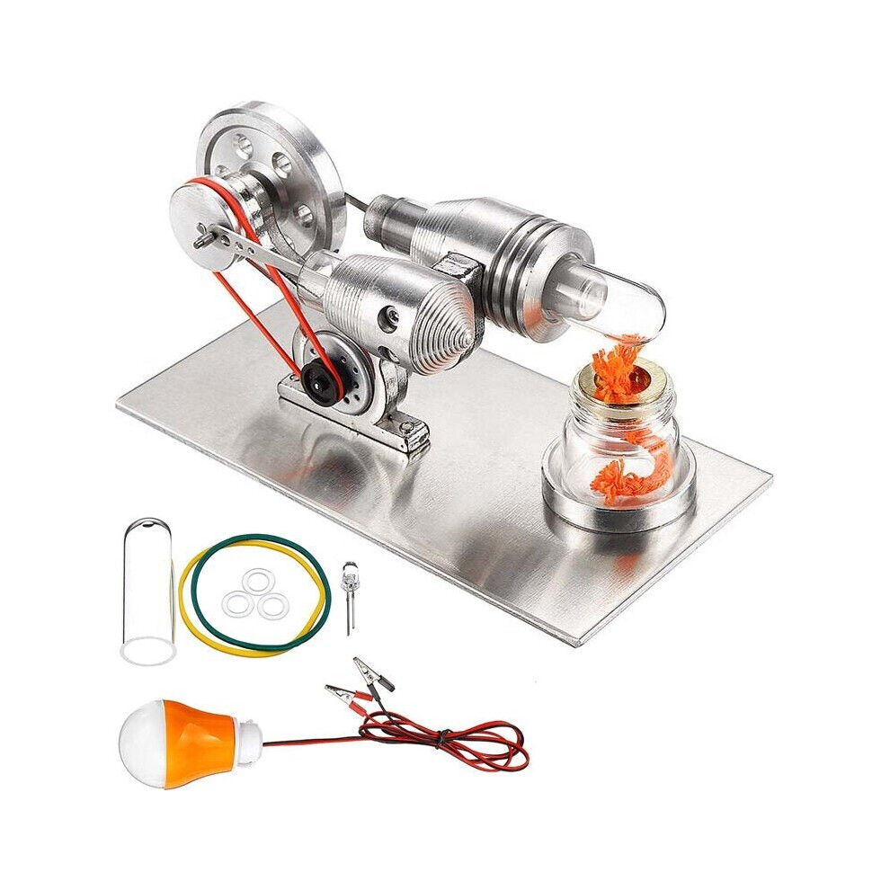 Stainless Mini Hot Air Stirling Engine Motor Model Educational Toy Kit