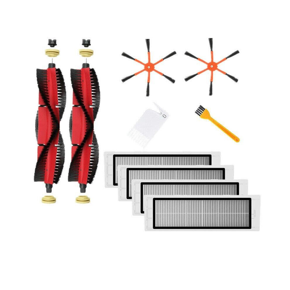 11pcs Vacuum Cleaner Parts for Xiaomi Roborock S6 S55 Orange Side Brushes*2 Filters*4 Removable Main Cleaning
