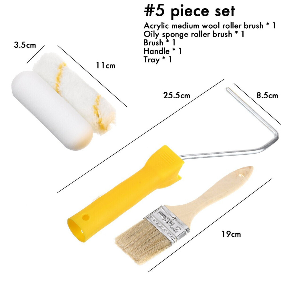 (5 Piece set) 5/6Pcs Paint Runner Pro Roller Brush Set Room Decorating Handle Tools Kits 4Inch