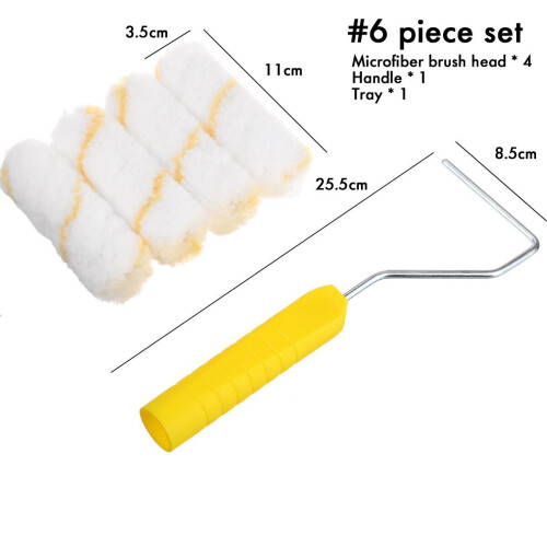 (6 Piece set) 5/6Pcs Paint Runner Pro Roller Brush Set Room Decorating Handle Tools Kits 4Inch