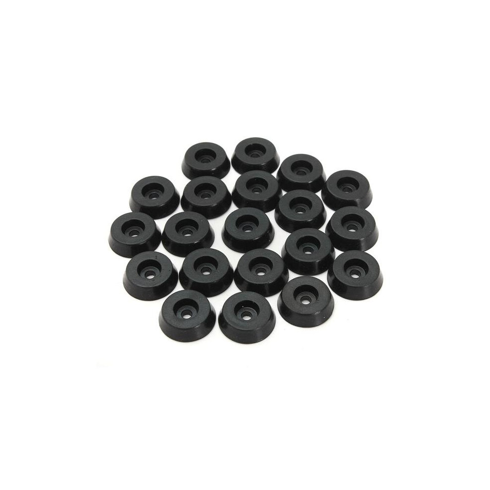 20pcs 18mm Diameter Furniture Table Chair Foot Rubber Pad Cover Black