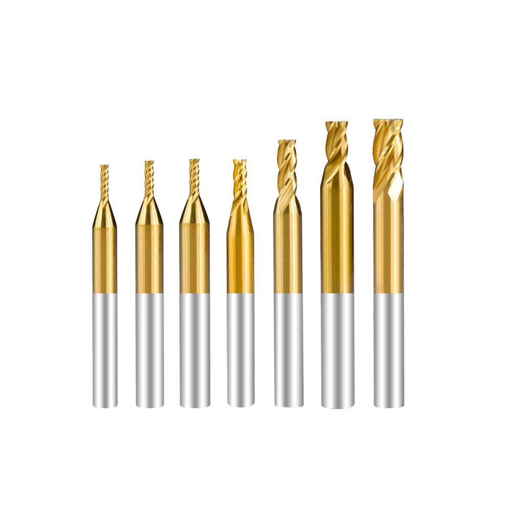 7Pcs 1.5-6mm 4 Flute HSS End Mill Titanium Coated CNC Router Bit Milling Cutter