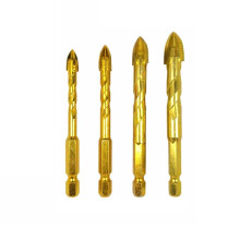 (4pcs) 4/6/8Pcs 1/4 Inch Hex Shank Twist Glass Bits Set Titanium Ceramic Drilling 6-12mm Tile Concret Cross Tip Hole Bit