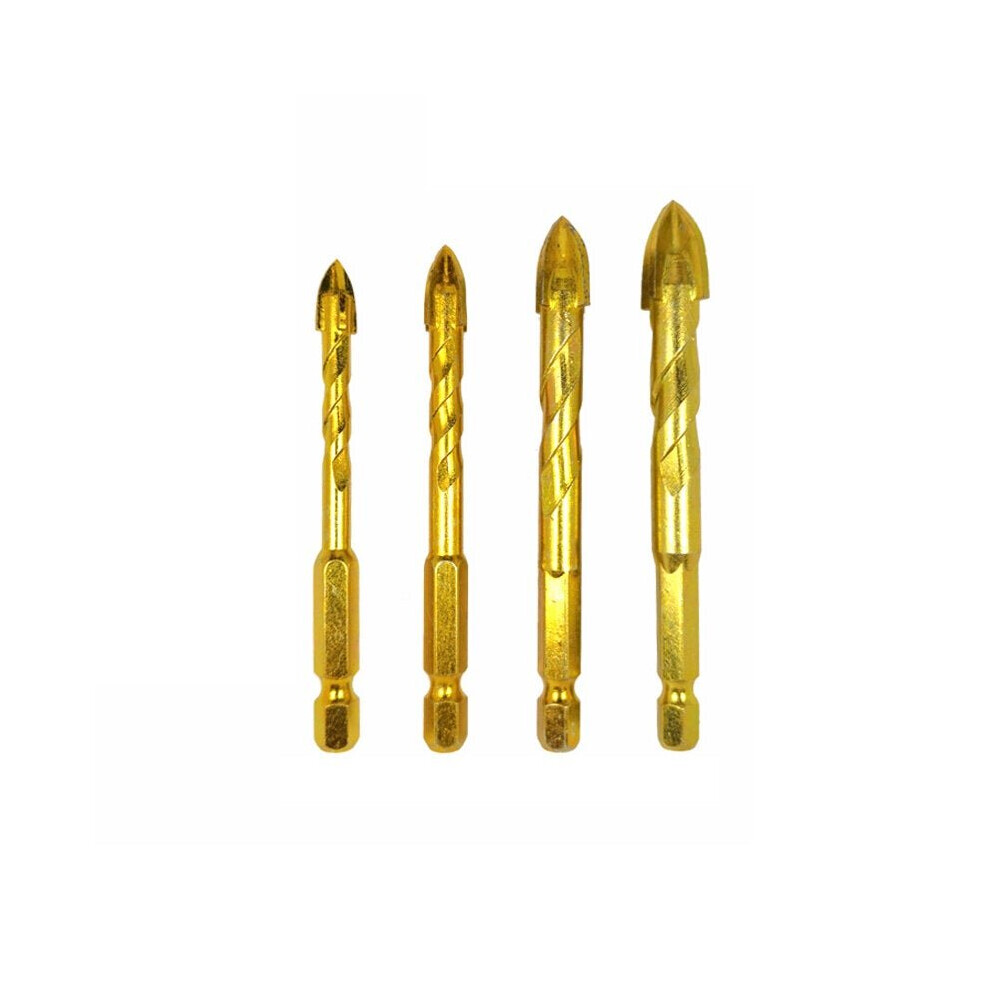 (4pcs) 4/6/8Pcs 1/4 Inch Hex Shank Twist Glass Bits Set Titanium Ceramic Drilling 6-12mm Tile Concret Cross Tip Hole Bit-image-OPC-P9GNSXV-NEW