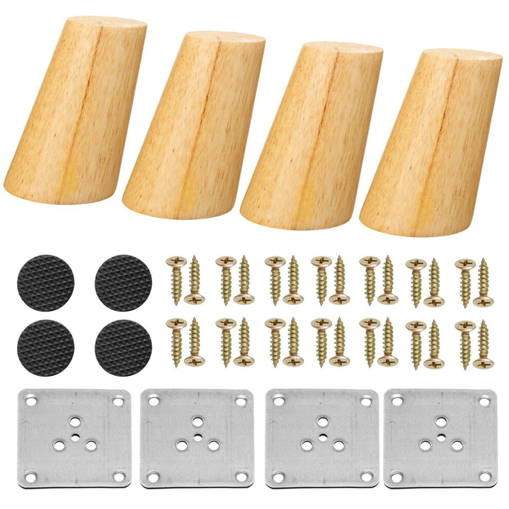 (15cm) 4Pcs/Set Solid Wooden Cone Angled Furniture Legs Kit Sofa Table Chair Stool Part Leg Support