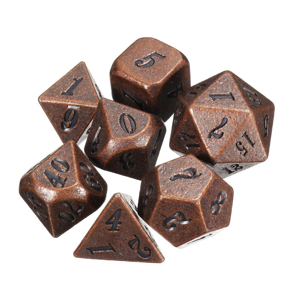 (dark brown) Antique Color Heavy Dice Set Polyhedral Dices Role Playing Games Gadget RPG