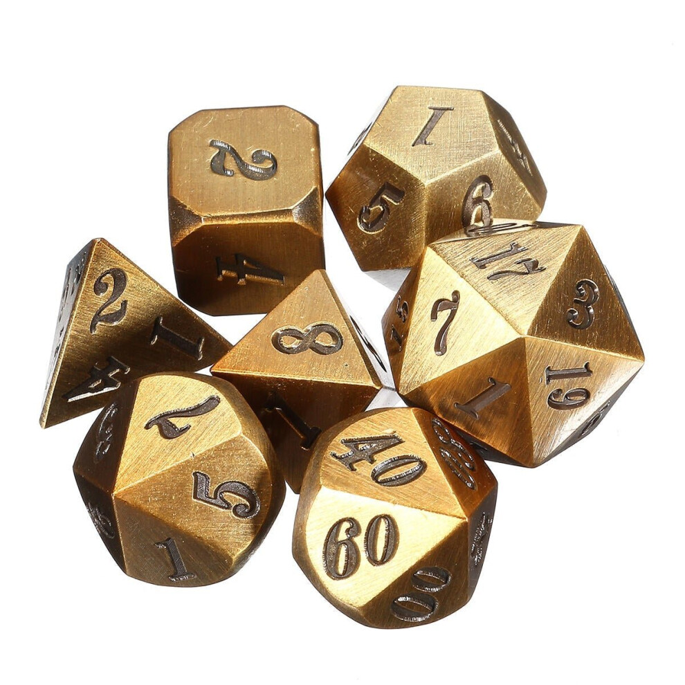 (gold) Antique Color Heavy Dice Set Polyhedral Dices Role Playing Games Gadget RPG