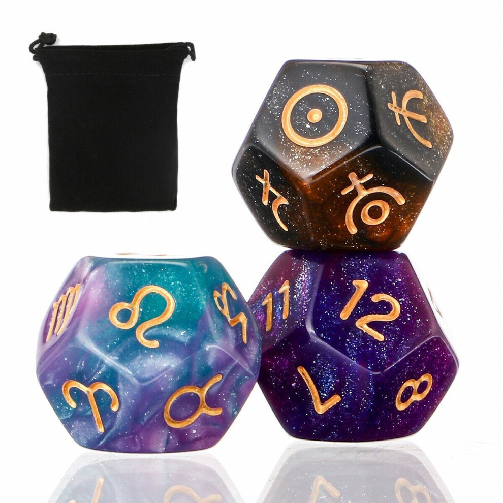 (C) 3/7Pcs Polyhedral Dices For Dungeons Dragons Games D20 D12 D10 D8 D6 D4 + Pouch