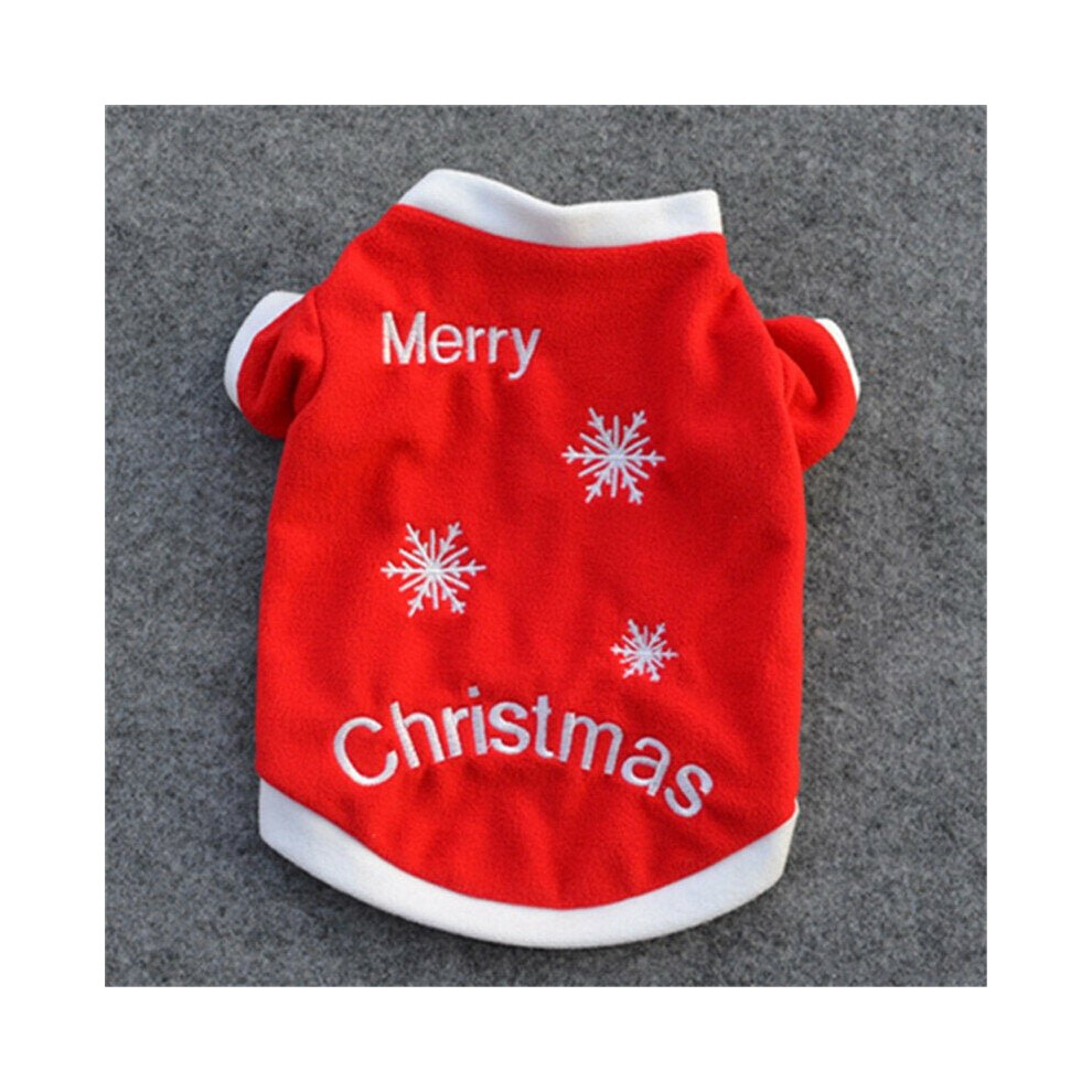 (S) Christmas Pet Dog Cat Winter Clothes Warm Pullover Embroidered Outfit Coats Costume For Puppy Dogs
