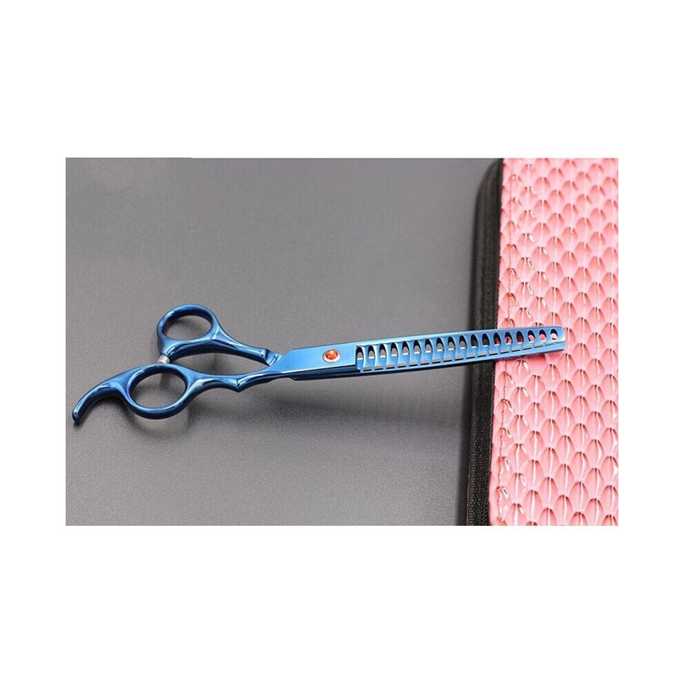 (Blue) Multicolor Professional Pet Dog Scissors Stainless Steel Thinning Cutting Shears Cats Dogs Grooming Scissors Hair Trimming Tools